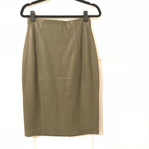 Banana Republic Olive Leather Pencil Skirt - 4